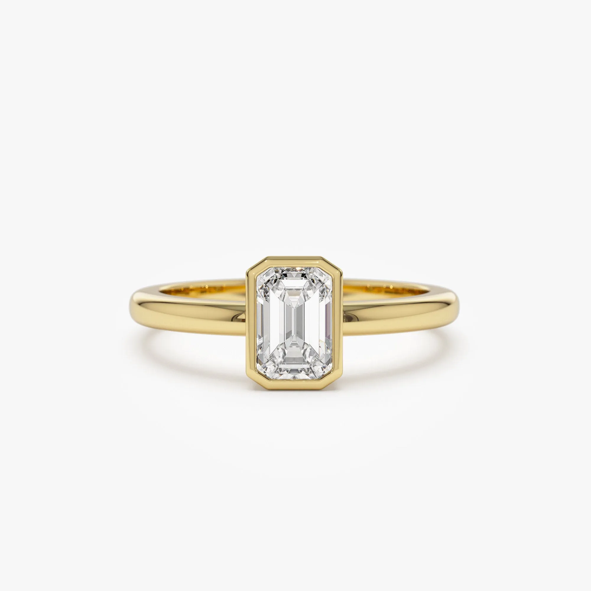 0.75 - 1.50 ctw 14k Bezel Setting Emerald Cut Lab Grown Diamond Engagement Ring - Anna