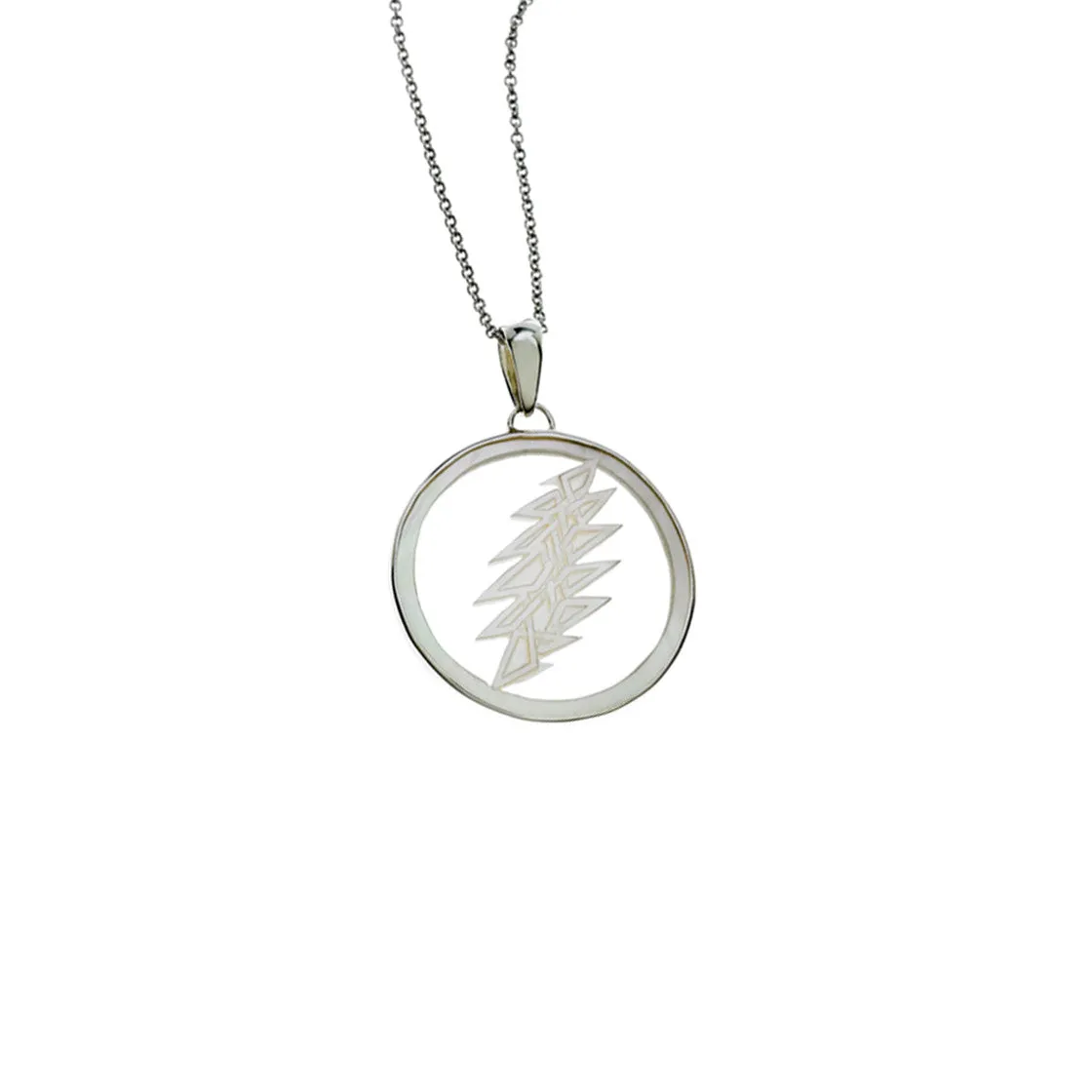 13 Point Lightning Bolt Sterling Silver Mother Of Pearl Necklace