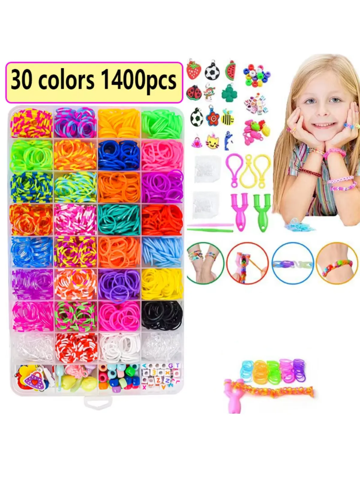 1400pcs Rubber Bands Loom DIY Handmade Bracelet Making Kit