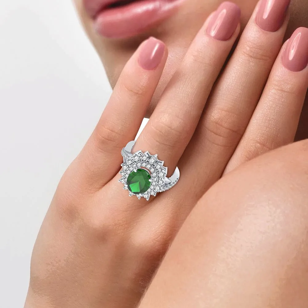 14K 0.70CT Diamond Ring Emerald