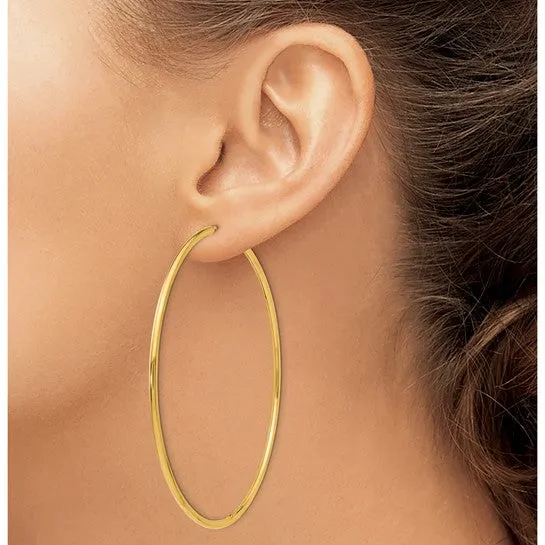 14K Endless 69 mm Wide 2 mm thick Hoop Earrings