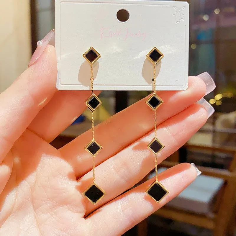 14K Gold-plated Simple Rhombus Earrings