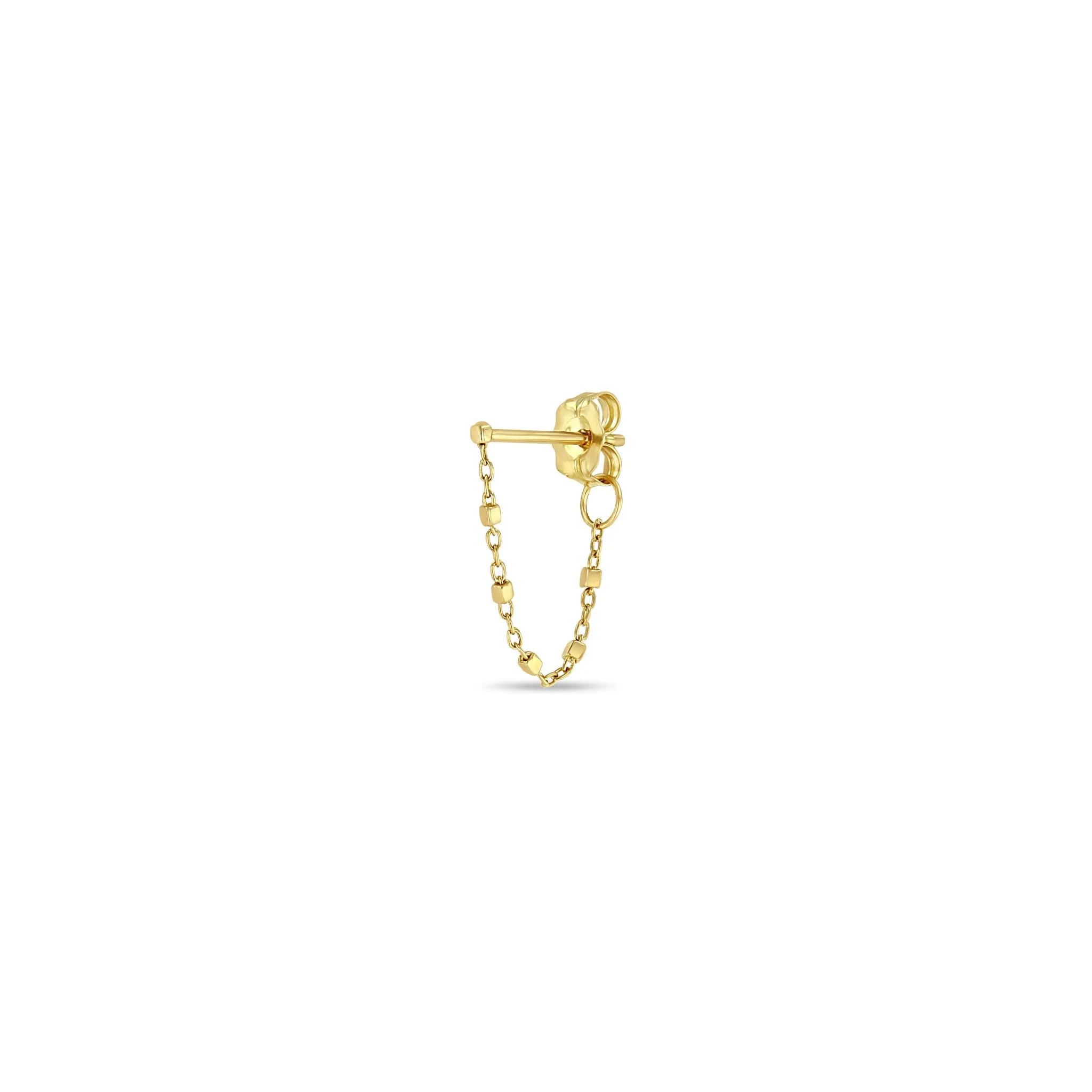 14k Gold Square Bead Chain Huggie Earrings