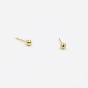 14K Tiny Gold Ball Post Earrings