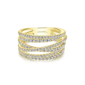 14K Yellow Gold Diamond Bypass Ring