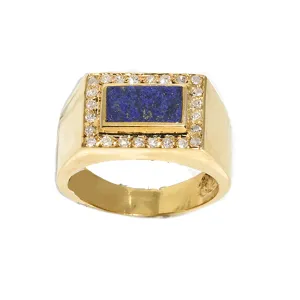 14K Yellow Gold Lapis Ring .59 Ctw