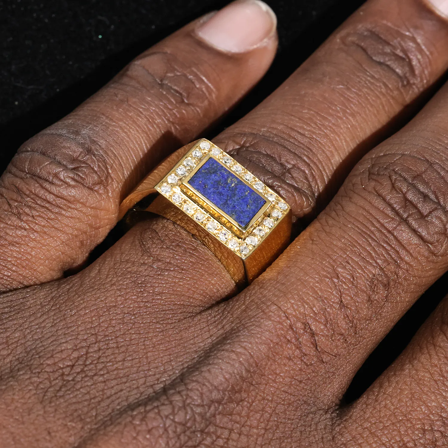 14K Yellow Gold Lapis Ring .59 Ctw