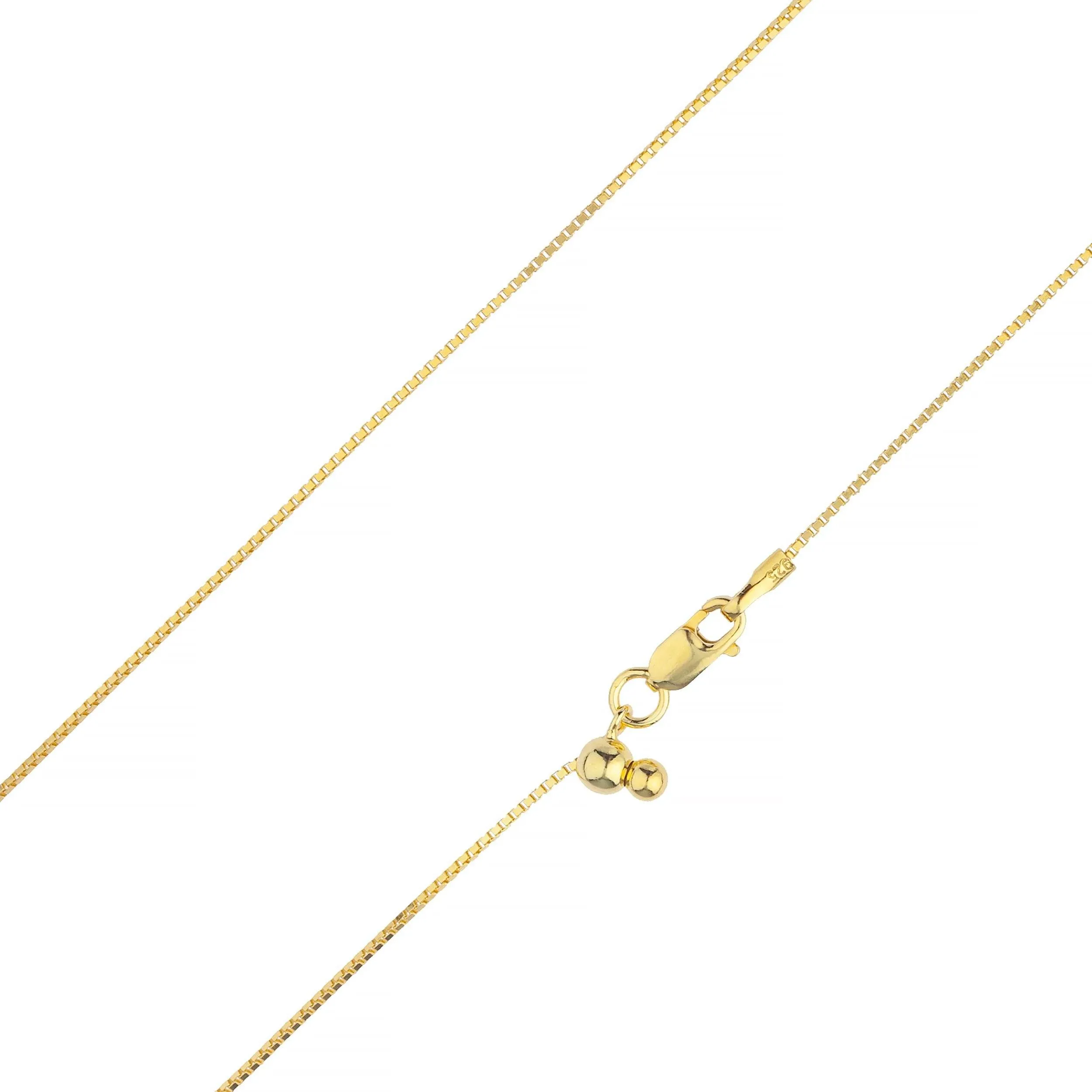 14K Yellow Gold Over 925 Sterling Silver Box Chain 1.00 MM