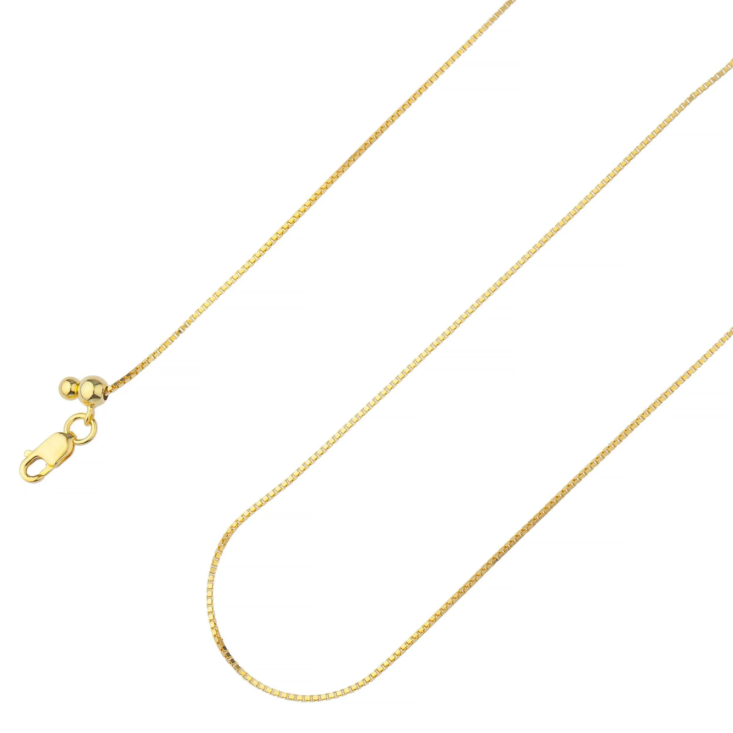 14K Yellow Gold Over 925 Sterling Silver Box Chain 1.00 MM