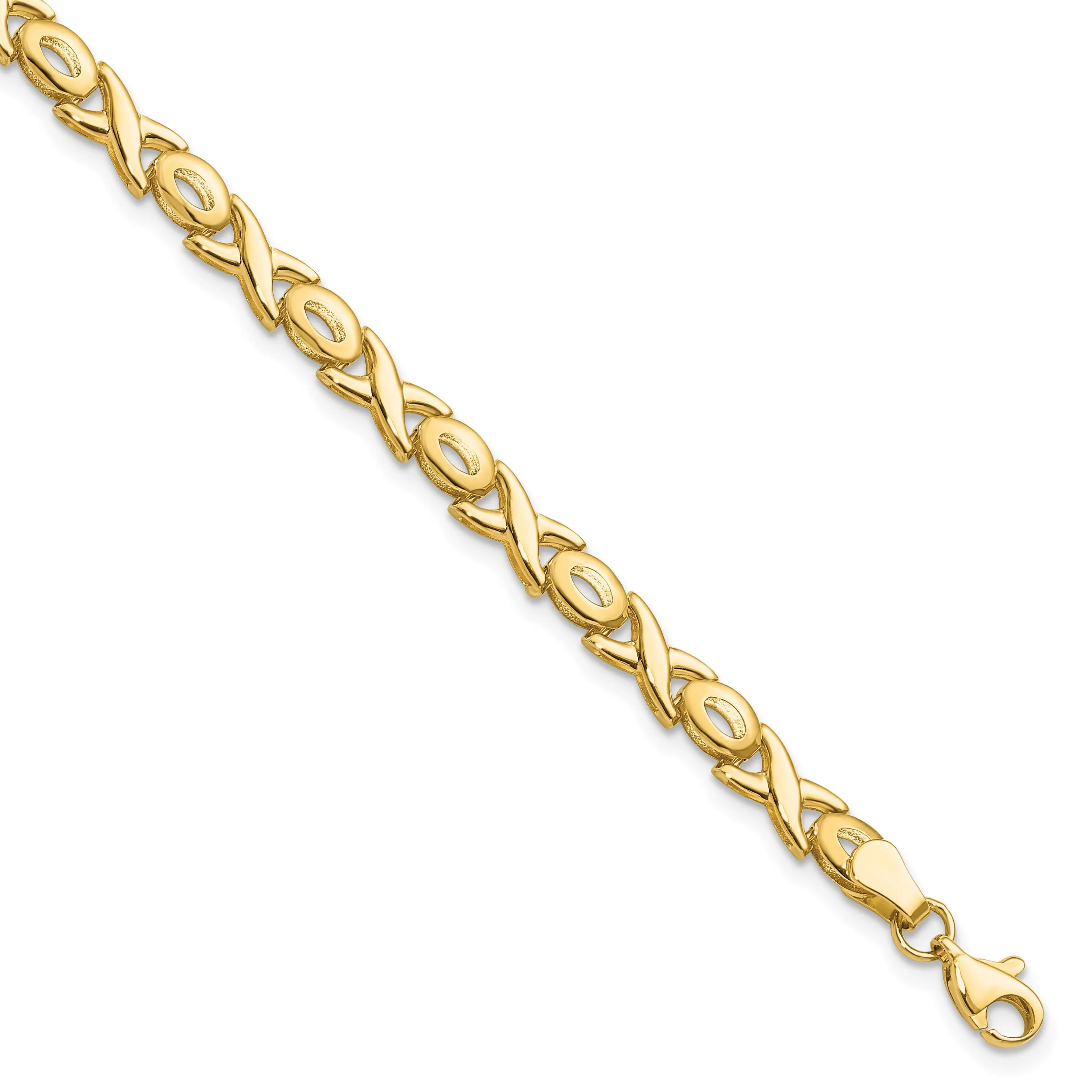 14k Yellow Gold Polished XOXO Bracelet