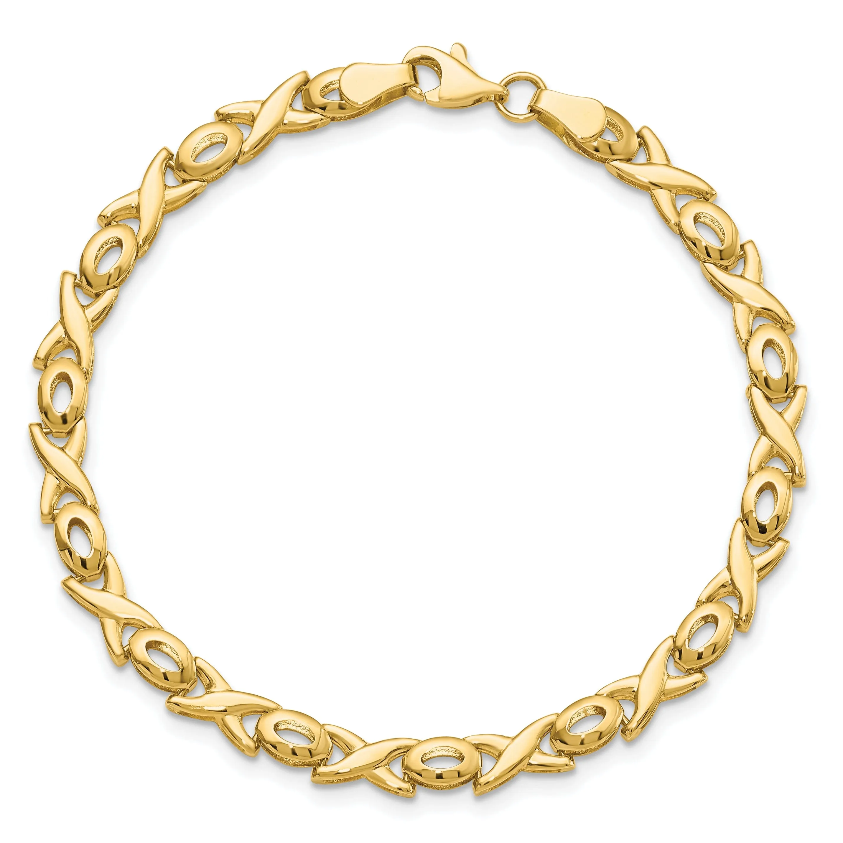 14k Yellow Gold Polished XOXO Bracelet