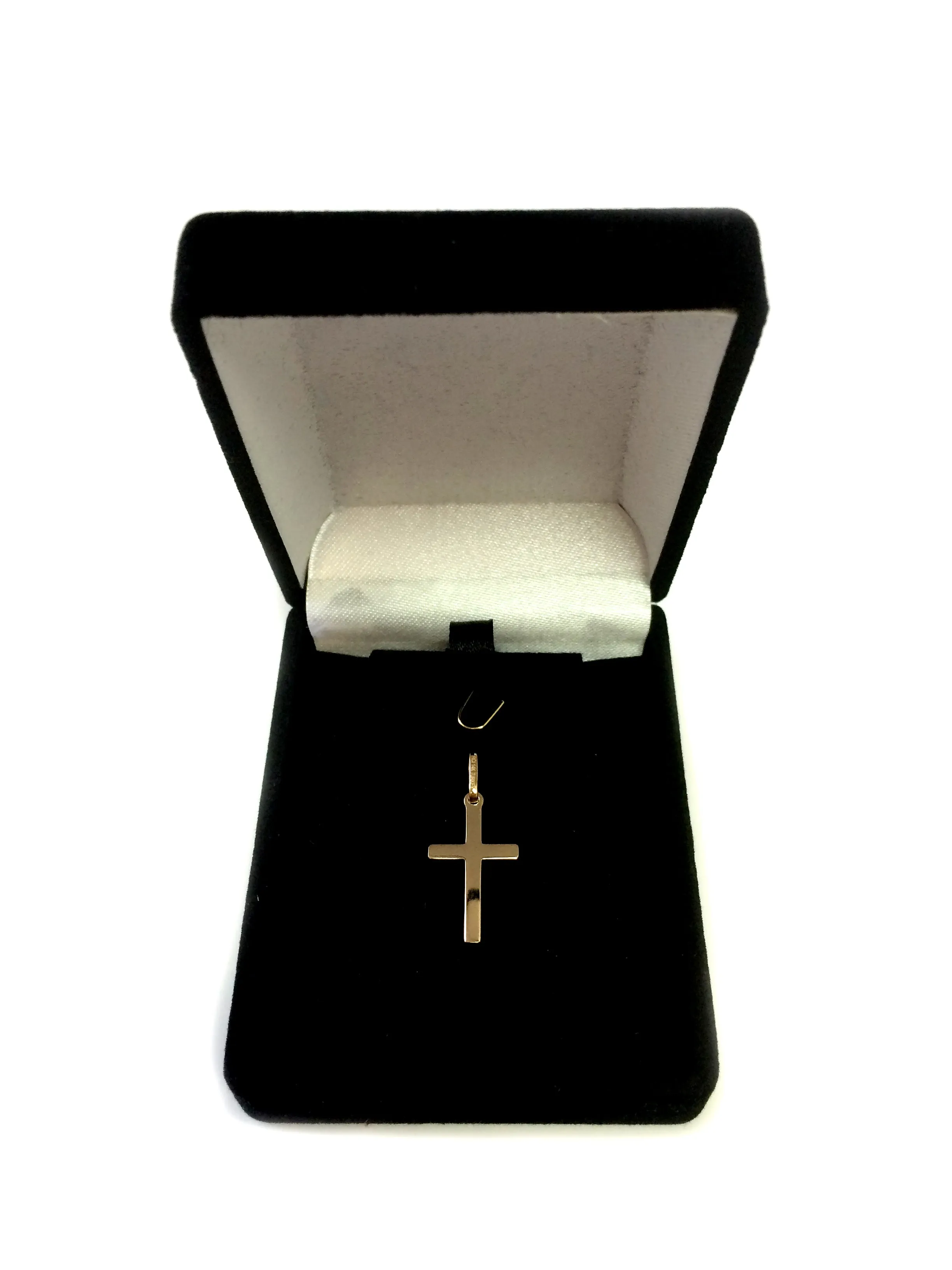 14k Yellow Gold Shiny Square Flat Style Cross Pendant