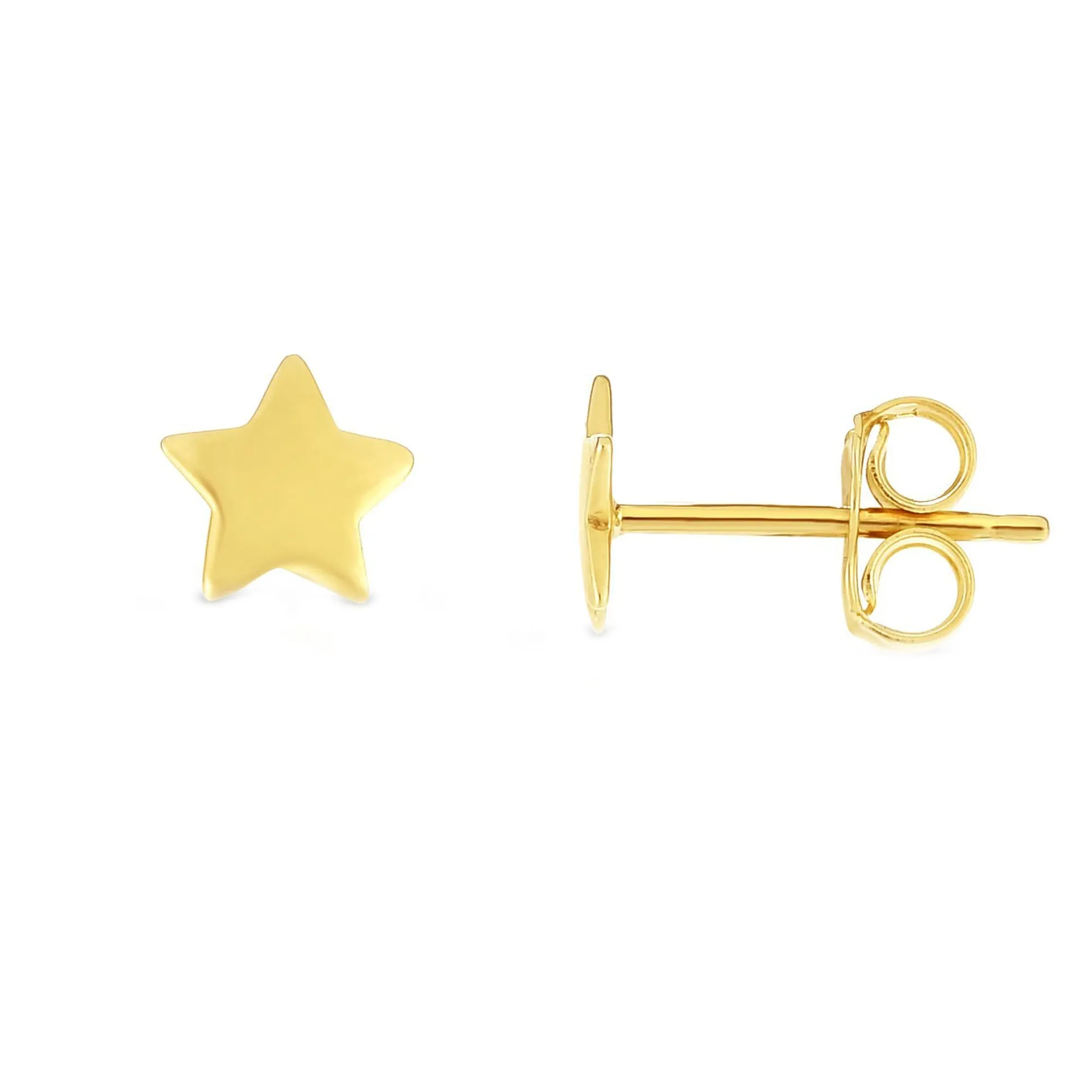 14k Yellow Gold Star Stud Earrings