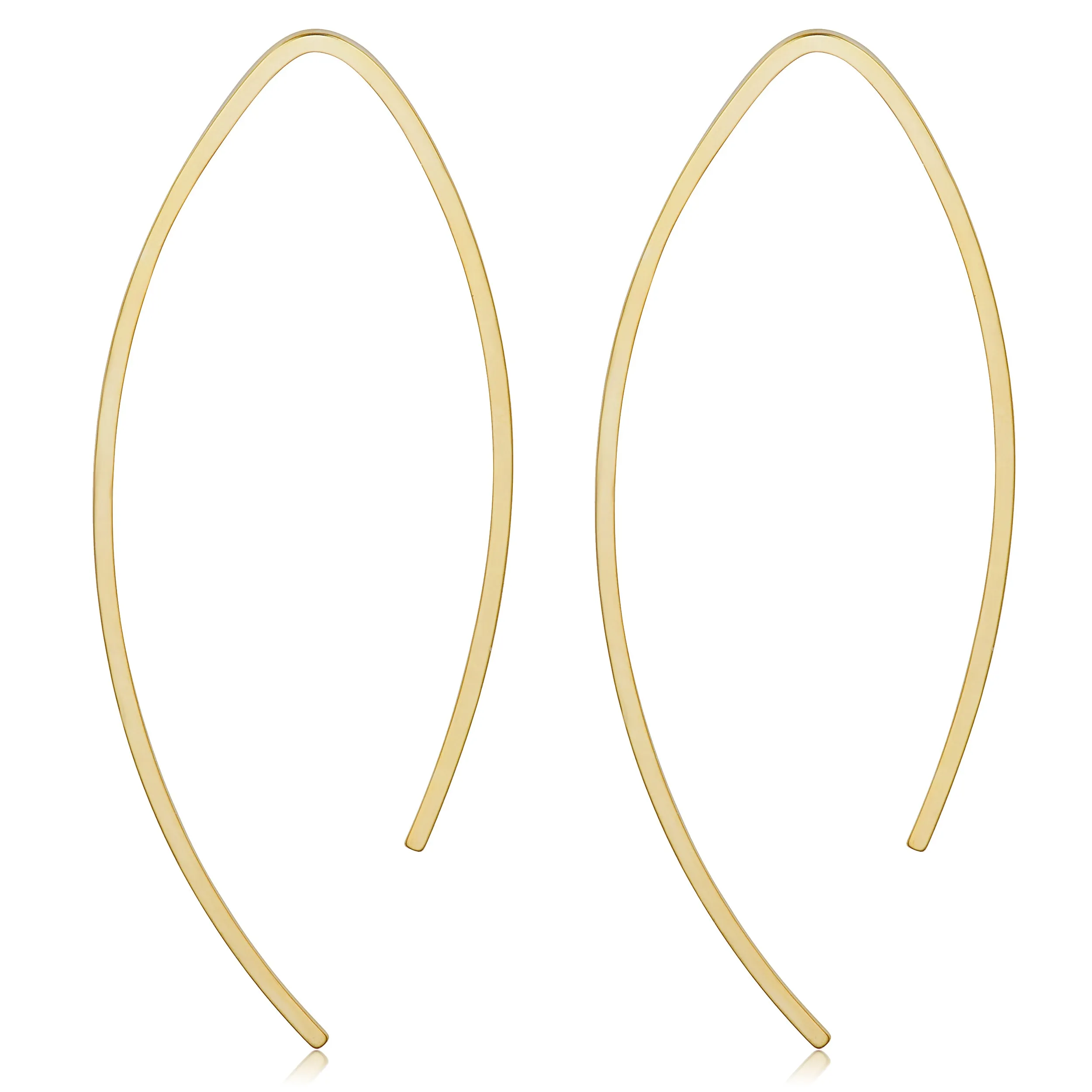 14k Yellow Gold Wishbone Threader Earrings