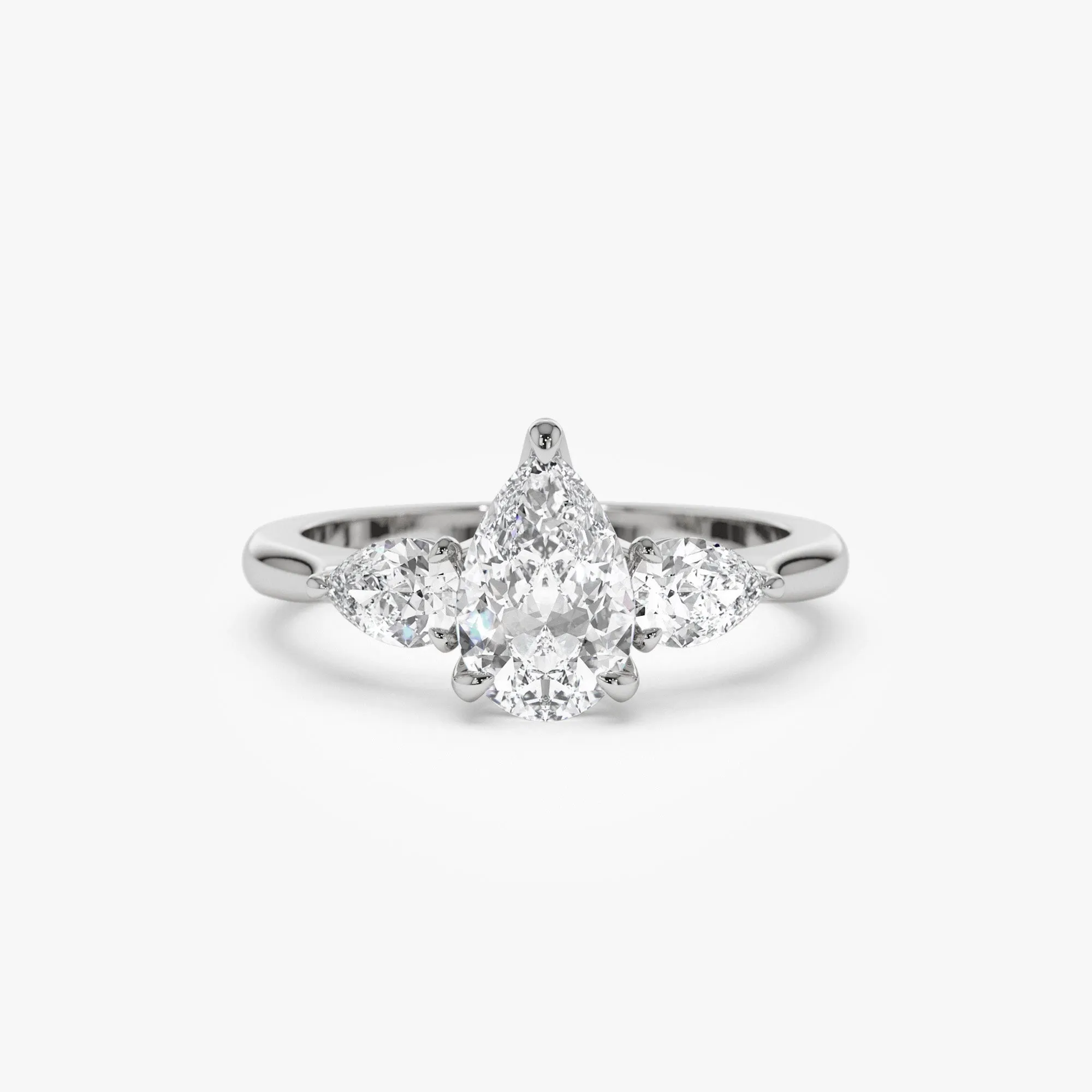 1.50 ctw 14k Pear Shaped Lab Grown Diamond Three Stone Engagement Ring - Emma