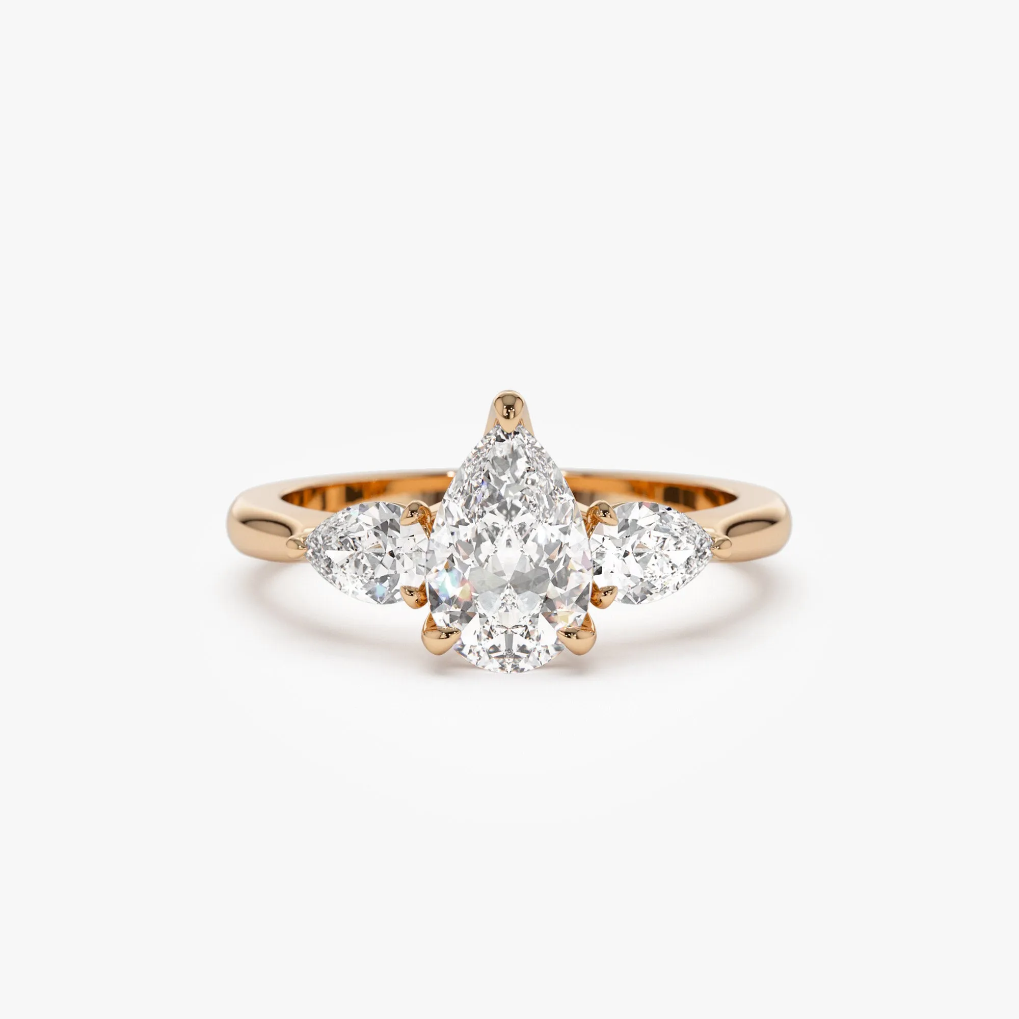 1.50 ctw 14k Pear Shaped Lab Grown Diamond Three Stone Engagement Ring - Emma