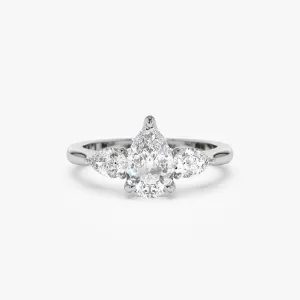 1.50 ctw 14k Pear Shaped Lab Grown Diamond Three Stone Engagement Ring - Emma