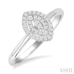 1/6 Ctw Double Halo Marquise Shape Petite Round Cut Diamond Fashion Ring in 10K White Gold