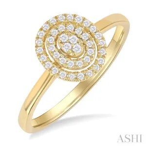 1/6 Ctw Double Halo Oval Shape Petite  Round Cut Diamond Fashion Ring in 10K Yellow Gold