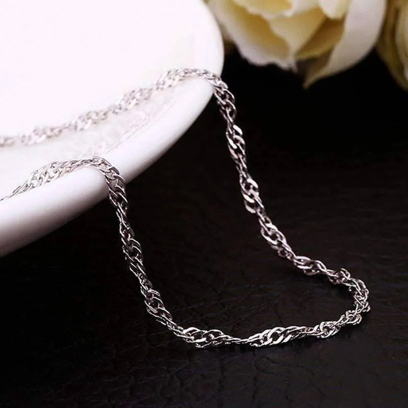 18 inch Fine Singapore Link Chain Necklace in Three Colors