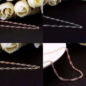 18 inch Fine Singapore Link Chain Necklace in Three Colors