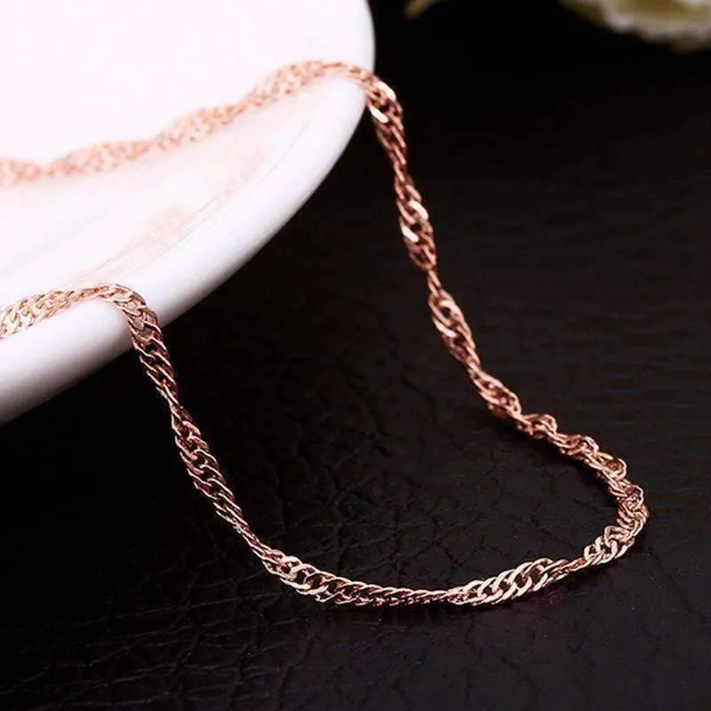 18 inch Fine Singapore Link Chain Necklace in Three Colors