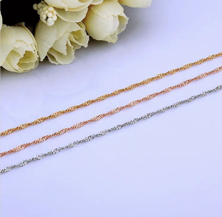 18 inch Fine Singapore Link Chain Necklace in Three Colors