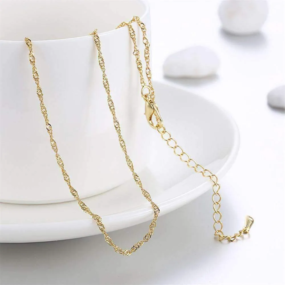 18 inch Fine Singapore Link Chain Necklace in Three Colors