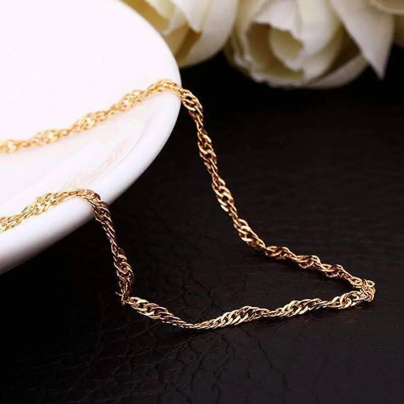 18 inch Fine Singapore Link Chain Necklace in Three Colors