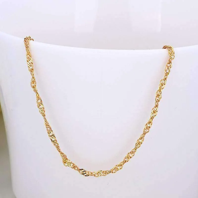 18 inch Fine Singapore Link Chain Necklace in Three Colors