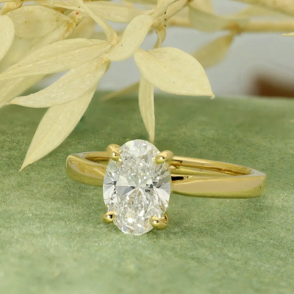 18ct Yellow Gold Laboratory-Grown 1.58ct Oval Diamond Solitaire Ring