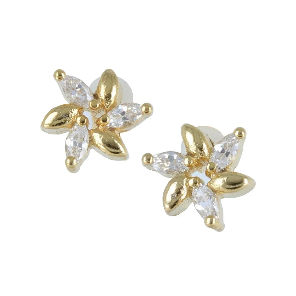 18K Gold Post Flower Studs