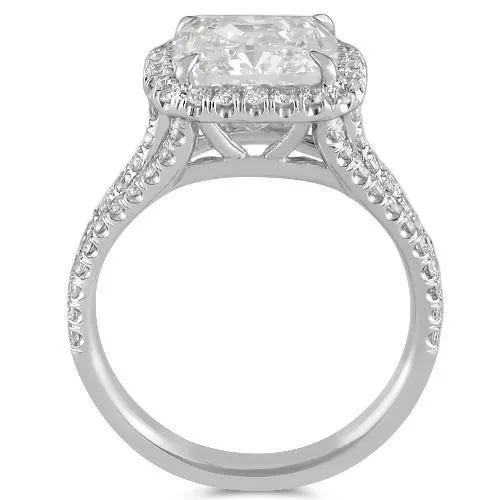 18K White Solid Gold Diamond Engagement Ring 4.42 Ctw