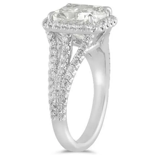 18K White Solid Gold Diamond Engagement Ring 4.42 Ctw