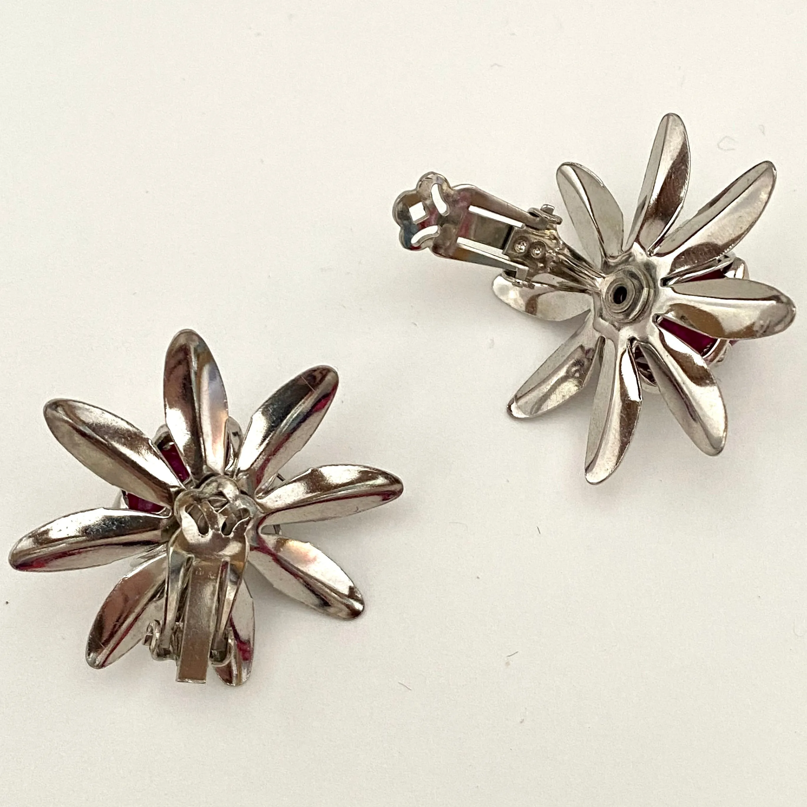 1960s Large Flower Clip Earrings