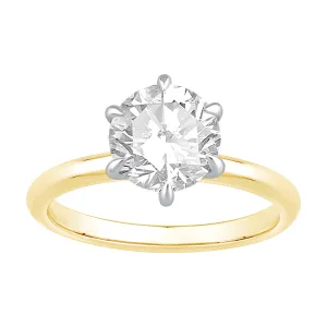 2.00ct Laboratory Grown Diamond Six Claw Solitaire Ring in 18ct Yellow Gold and 18ct White Gold