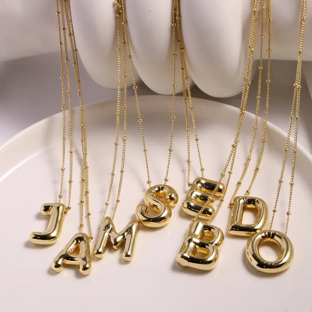 3D Initial Inflated Bubble Letter Necklace