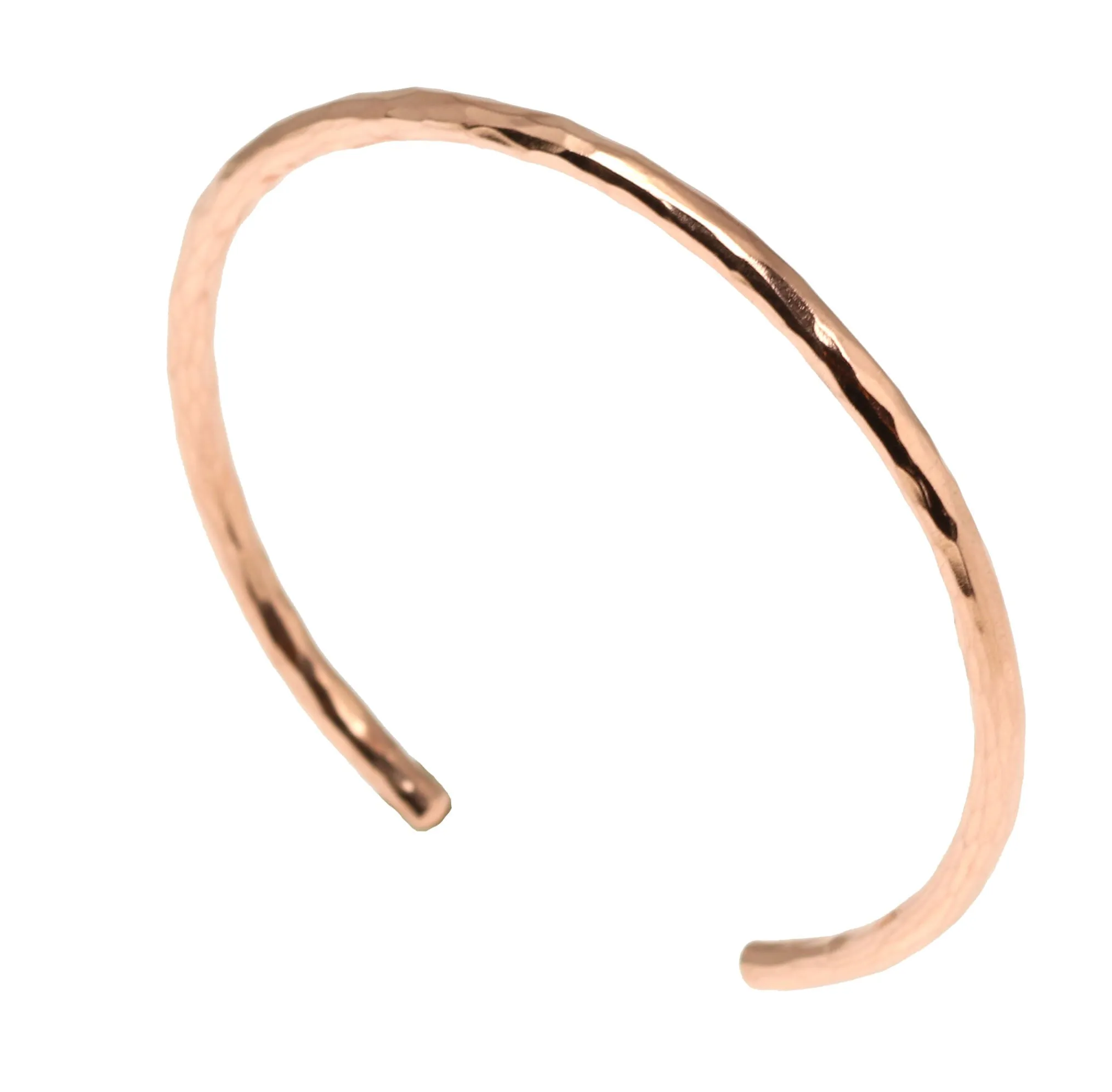 3mm Wide Hammered Copper Cuff Bracelet - Solid Copper Cuff