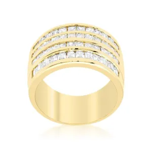 4 Row Gold Cubic Zirconia Cocktail Ring