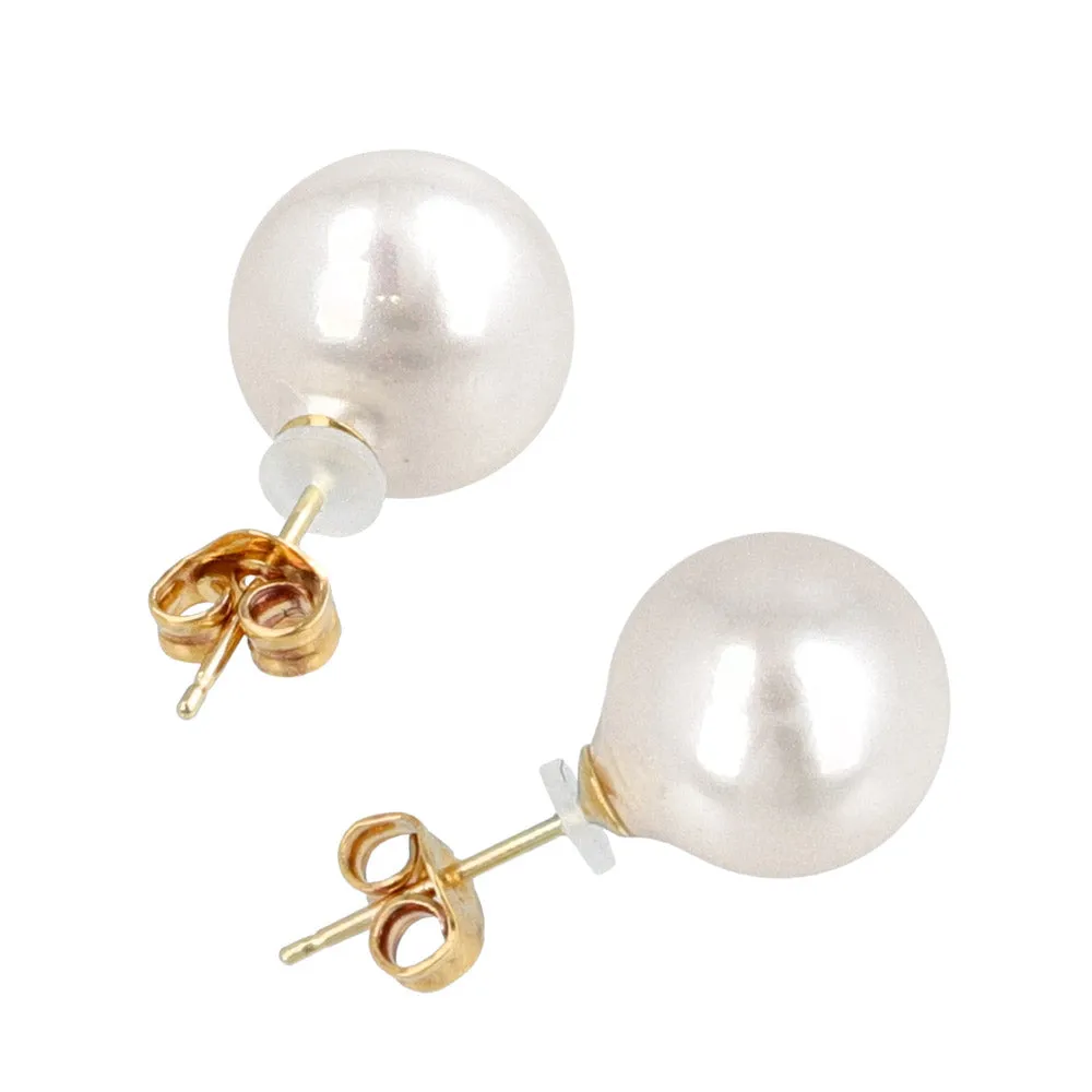 8mm Pearl 18K Gold Post Earrings