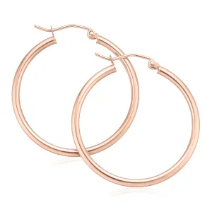 9ct Rose Gold 2x30mm Polished Hoop Earrings