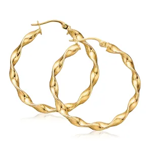 9ct Yellow Gold 25mm Twist  Hoop Earrings