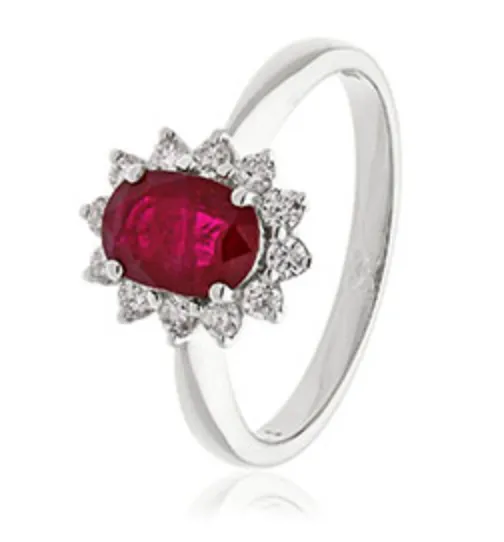 9kt Gold Ruby & Diamond Cluster Ring