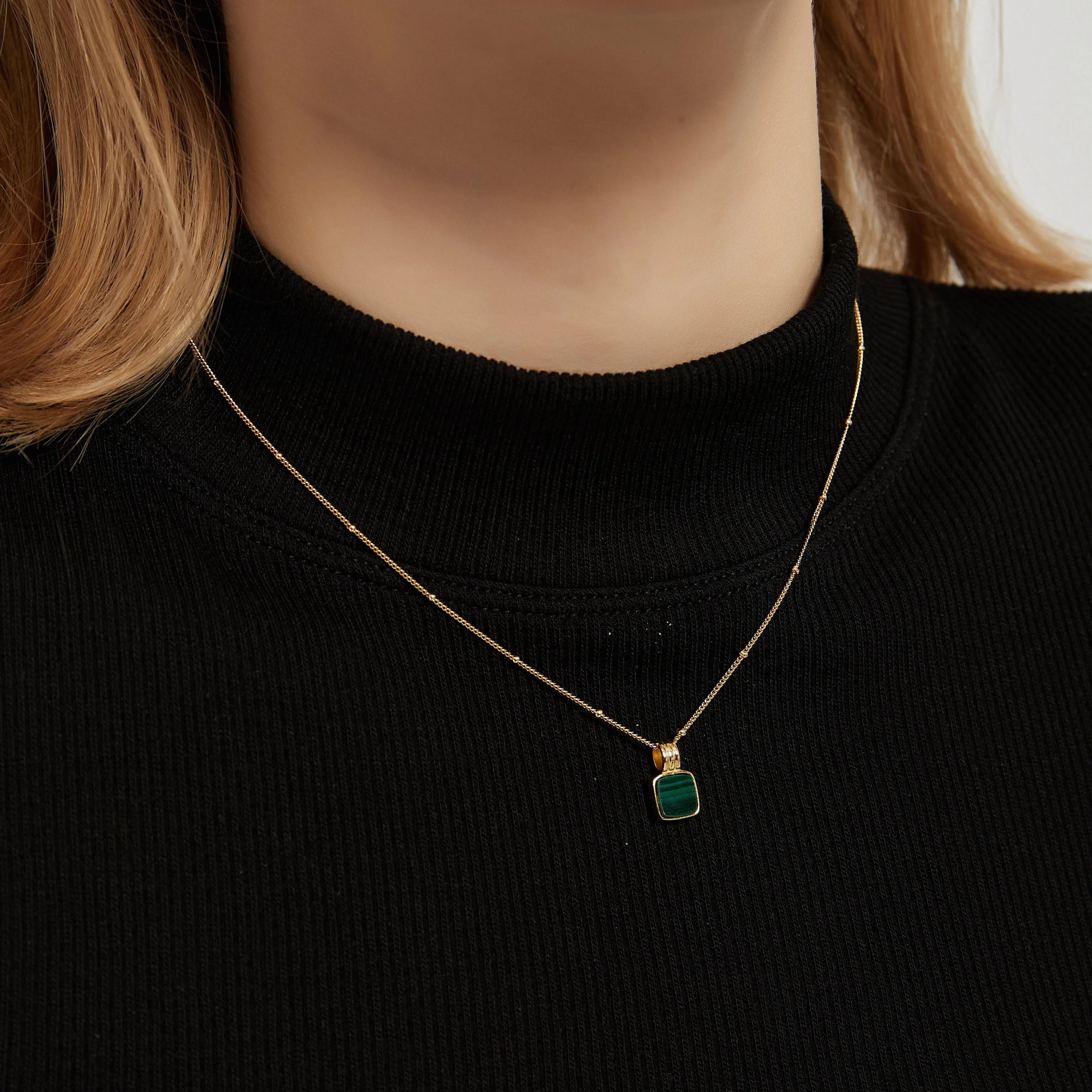 ALICE Malachite Square Pendant Necklace