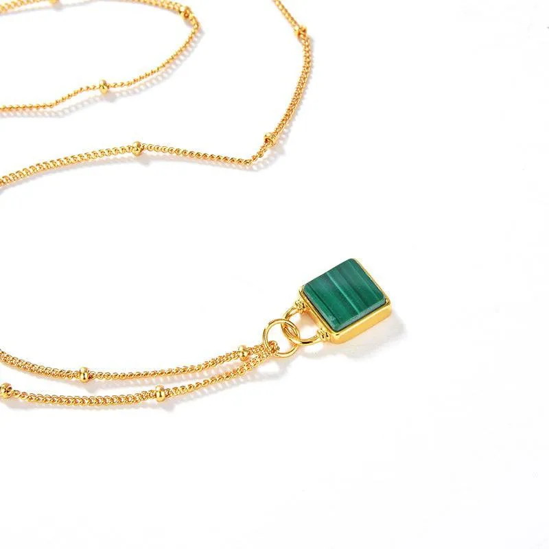 ALICE Malachite Square Pendant Necklace