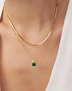 ALICE Malachite Square Pendant Necklace