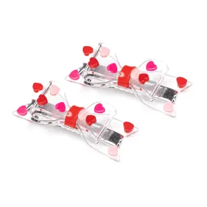 Alligator Clips | Fat Bow -Red/Pink Heart | Lilies and Roses NY