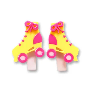 Alligator Hair Clips | Roller Skates Pink Yellow | Lilies and Roses NY