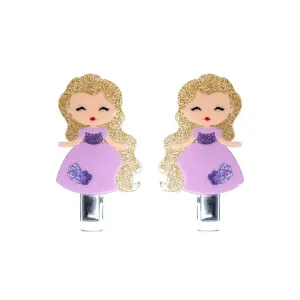 AlligatorHair Clips | Cute Doll - Purple Dress | Lilies and Roses NY