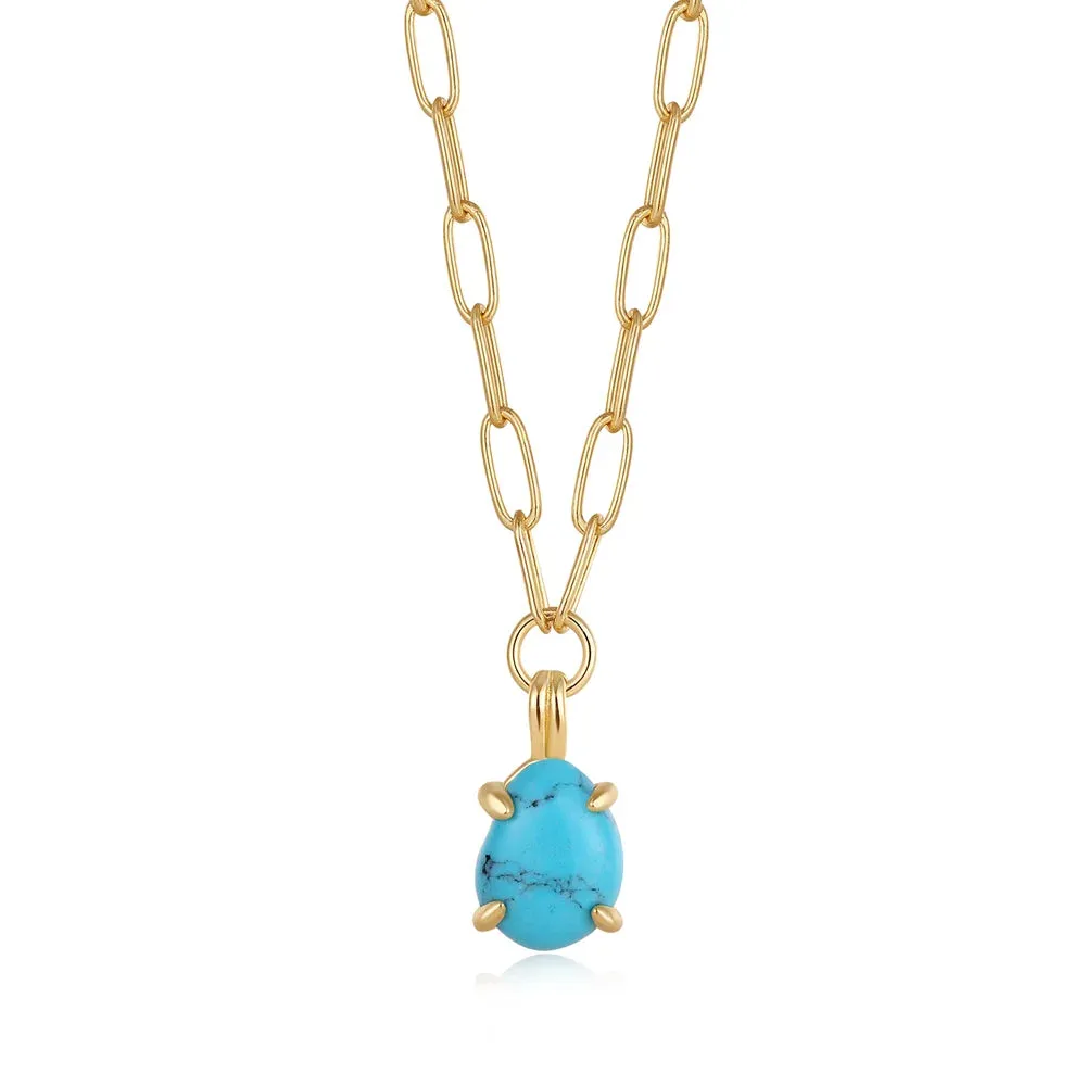 Ania Haie Turquoise Chunky Chain Drop Pendant Necklaces